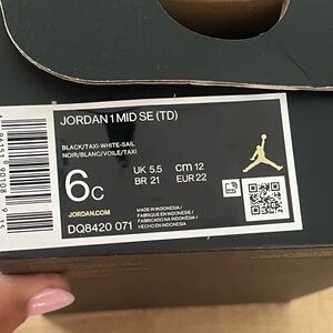 Jordan 1 Mid- Gold, Black Color- Toddler Size 6c